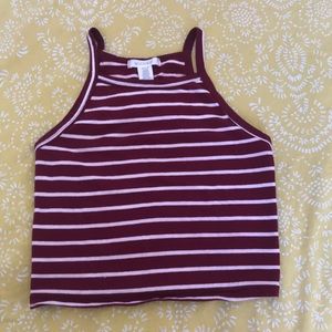 Striped High Neckline Crop Top | size: M